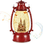 Sparkly Glitter Snow Globe Cardinal Church Lantern With Musics