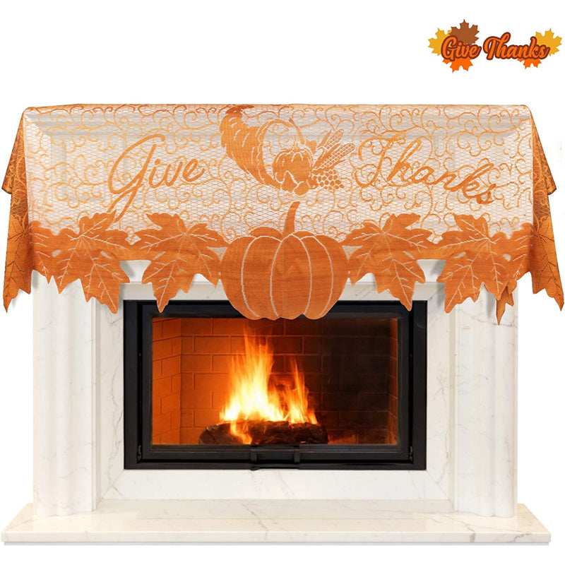 Thanksgiving Decor Lace Fireplace Mantle Scarf