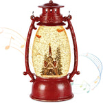 Sparkly Glitter Snow Globe Cardinal Church Lantern With Musics