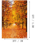 Laeacco Autumn Scenery 3X5Ft Vinyl Photography Backdrop Tree And Fall Leaves View 1X1 5M Background Studio Props