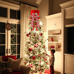Christmas Candy Canes Tree Topper Hat With Peppermint Bows Ornament