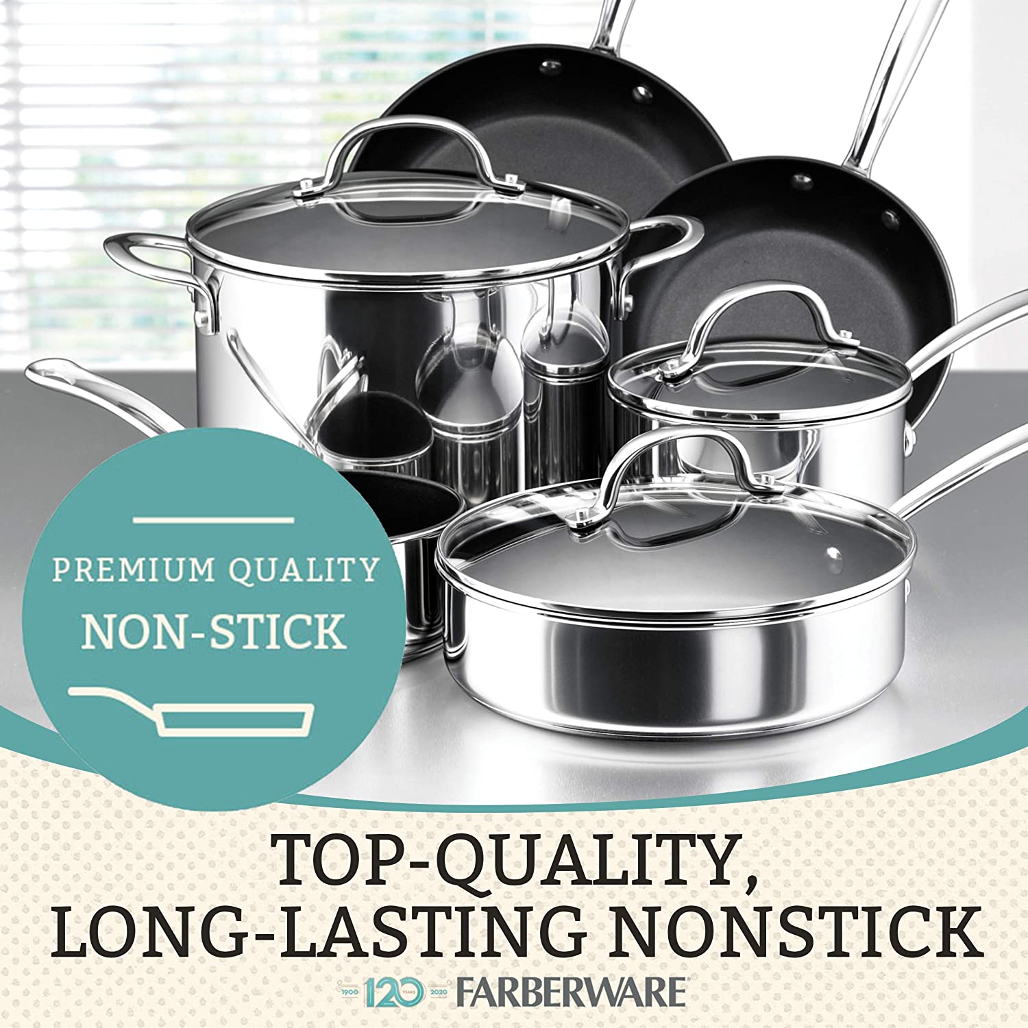 Millennium Stainless Steel Nonstick Cookware 10-Piece Pot and Pan
