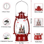 Sparkly Glitter Snow Globe Cardinal Church Lantern With Musics