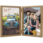 Picture Frames Double Hinged Wood Folding Photo Frames Vertical With Real Glass Front