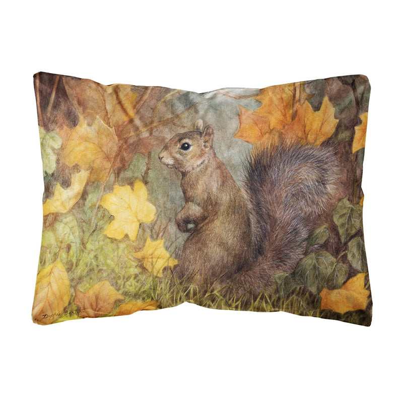 Carolines Treasures Bdba0097Pw1216 Grey Squirrel In Fall Leaves Fabric Decorative Pillow 12H X16W Multicolor