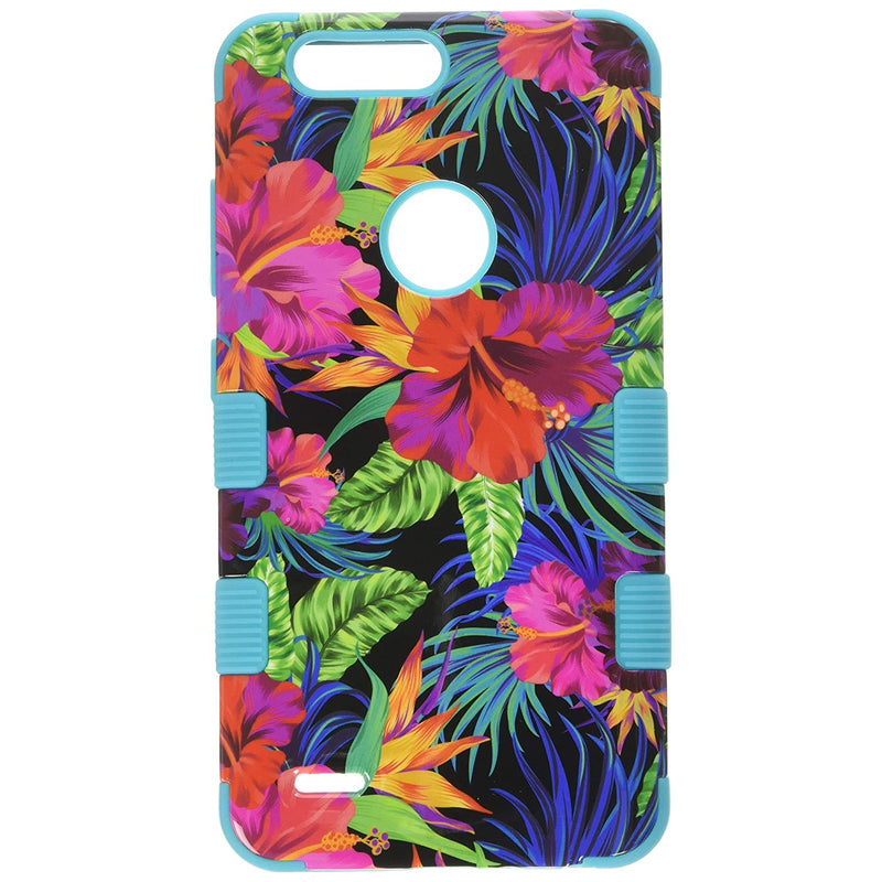 Mybat Tuff Hybrid Case Cell Phone Case Electric Hibiscus Tropical Teal