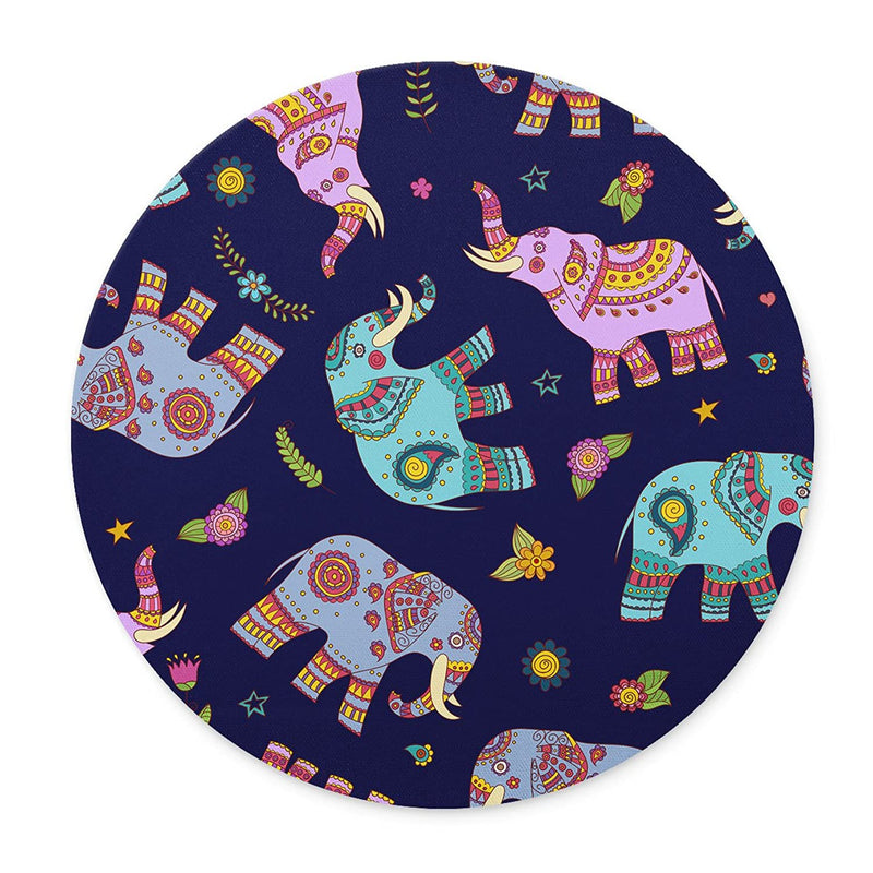 Newing Ethnic Style Elephant Groups Mouse Pad Natural Rubber Round Mouse Pad Quality Creative Wrist Protected Wristbands Personalized Desk Round Mouse Pad