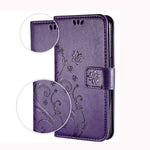Flyee Case Compatible With Iphone 13 2021 Release Convertible Stand Flowers Wallet Case For Women And Girls With Card Holder Embossed Butterfly Floral Protective Leather Flip Case Purple