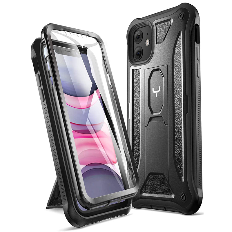 Case For Iphone 11 Built In Screen Protector Kickstand Full Body Heavy Duty Shockproof Cover For Iphone 11 6 1 Inch 2019 Black