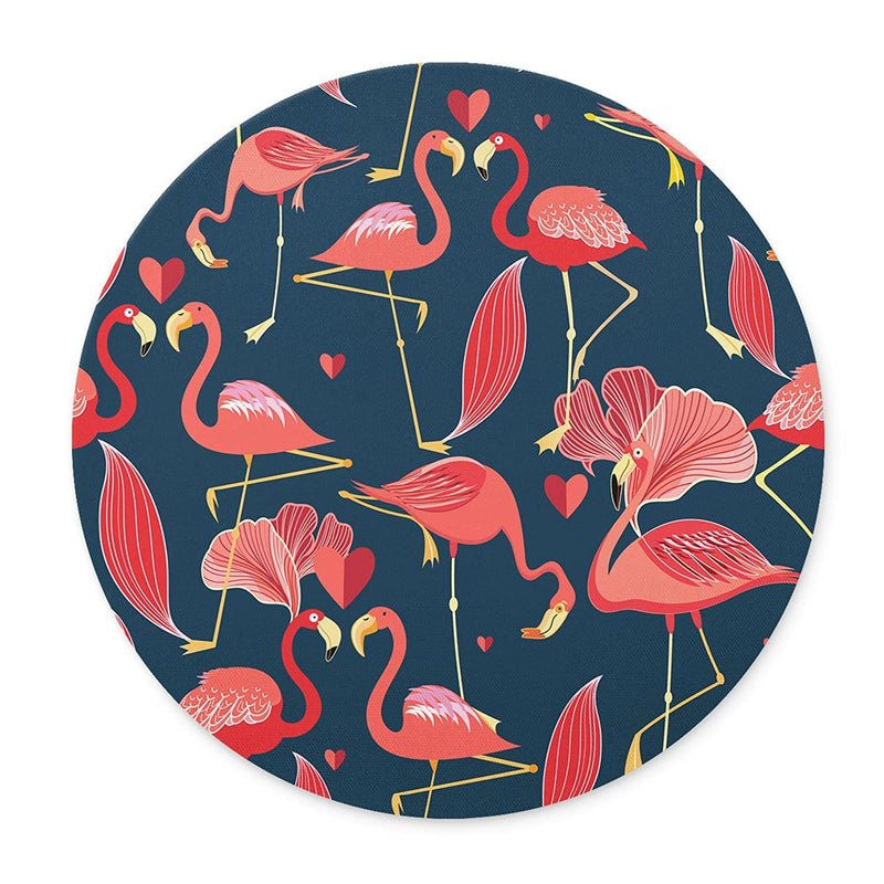 Newing Red Flamingo And Love Mouse Pad Natural Rubber Round Mouse Pad Quality Creative Wrist Protected Wristbands Personalized Desk Round Mouse Pad