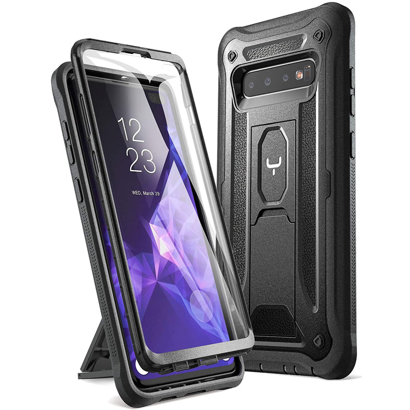Kickstand Case For Galaxy S10 Plus Built In Screen Protector Work With Fingerprint Id Full Body Heavy Duty Protection Shockproof Cover For Samsung Galaxy S10 Plus 6 4 Inch 2019 Black