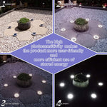 12 Pack Solar Ground Lights Outdoor Waterproof 8 Led Solar Powered Disk Lights Outdoor Garden Landscape Lighting For Yard Deck Lawn Patio Pathway Walkway White