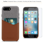 Tasikar Compatible With Iphone 8 Plus Case Iphone 7 Plus Case Card Holder Slot Wallet Case Premium Leather And Fabric Design Compatible With Iphone 8 Plus Iphone 7 Plus Brown