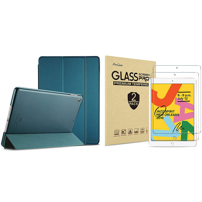 Ipad 10 2 Case 2019 Ipad 7Th Generation Case Teal Bundle With 2 Pack Ipad 10 2 7Th Gen Tempered Glass Screen Protector