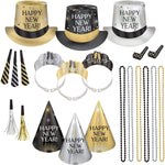 New Year S Eve Wearables And Noisemakers75 Piece For 25 Guests Party Supplie Black Gold And Silver