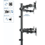 Vivo Quad Monitor Desk Mount Heavy Duty Stand Full Adjustable Arms And Grommet Mounting Option Holds 4 Screens Up To 30 Inches Stand V004