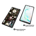 Galaxy Note 10 Plus Case With Roses Design Samsung Note 10 Plus 5G Case Hybrid Triple Layer Armor Plustective Cover Sturdy Anti Scratch Shockplusof Cute Case For Women And Girls Flowers Black