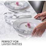 New Years Special 125 Piece Floral Fancy Plastic Plates Disposable With Set Of 25 Dinner Salad Plates 25 Spoons 25 Forks 25 Knives