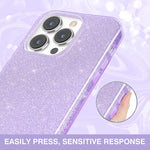Milprox Compatible With Iphone 13 Pro Max Case 2021 Glitter Sparkly Shiny Bling Rubber Gel Shell Cases 3 Layers Shockproof Protective Bumper Cover For Iphone 13 Pro Max 6 7 2021 Purple
