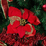 Christmas Tree Ornaments Set With Glitter Poinsettia