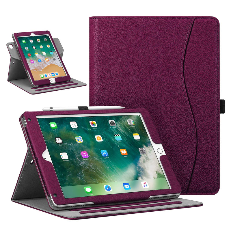 Case For Ipad 9 7 2018 2017 Ipad Air 2 Ipad Air Corner Protection 360 Degree Rotating Smart Stand Cover With Pocket Pencil Holder Auto Sleep Wake For Ipad 6Th 5Th Gen Purple