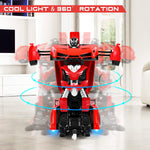 Remote Control Car Toy For 3 8 Year Old Boys 360 Rotating Rc Deformation Robot Car Toy With Transform Robot Rc Car Age 3 4 5 6 7 8 12 Years Old For Kids Boys Girls Birthday Gifts Red