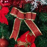 Christmas Tree Ornaments Set With Glitter Poinsettia