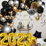 2023 New Years Eve Balloon Garland Arch Kit Rose Gold Balloons Foil Fringe Curtain For 2023 Rose Gold New Years Eve Party Supplies Graduation Party Decorations