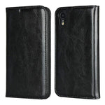 Iphone Xr Case Genuine Leather Wallet Card Holder Case Flip Shockproof Cover For Iphone Xr Black