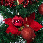 Christmas Tree Ornaments Set With Glitter Poinsettia