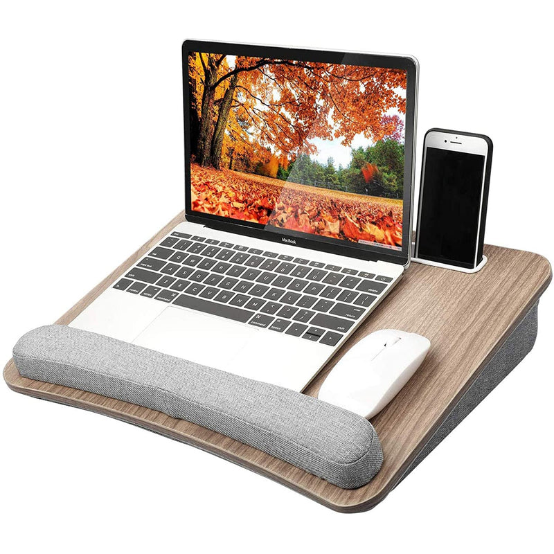 HUANUO Lap Laptop Desk - Portable Lap Desk with Pillow Cushion, Fits up to 15.6 inch Laptop, with Anti-Slip Strip & Storage Function for Home Office Students Use as Computer Laptop Stand, Book Tablet