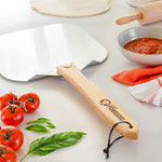 Aluminum Metal Pizza Peel With Foldable Wood Handle For Easy Storage 12 Inch X 14 Inch Gourmet Luxury Pizza Paddle For Baking Homemade Pizza Bread