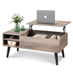 Wood Lift Top Coffee Table With Hidden Compartment And Adjustable Storage Shelf