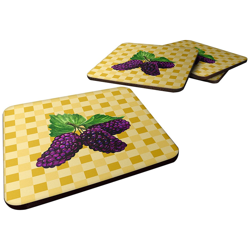 Carolines Treasures Mulberries On Basketweave Decorative Coasters 3 5 Multicolor