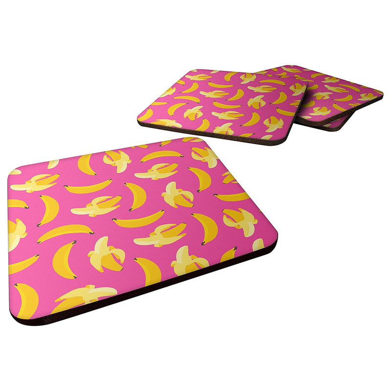 Carolines Treasures Bananas On Pink Foam Coaster Set Of 4 3 5 Multicolor