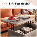 Wood Lift Top Coffee Table With Hidden Compartment And Adjustable Storage Shelf