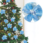Christmas Glitter Poinsettia Faux Flowers