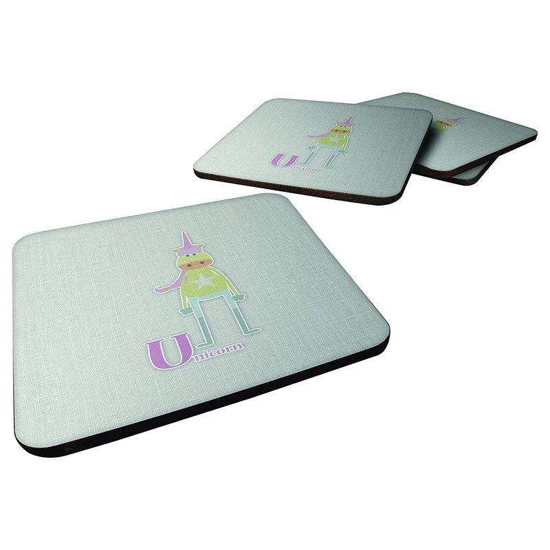 Carolines Treasures Alphabet U For Unicorn Foam Coaster Set Of 4 3 5 Multicolor