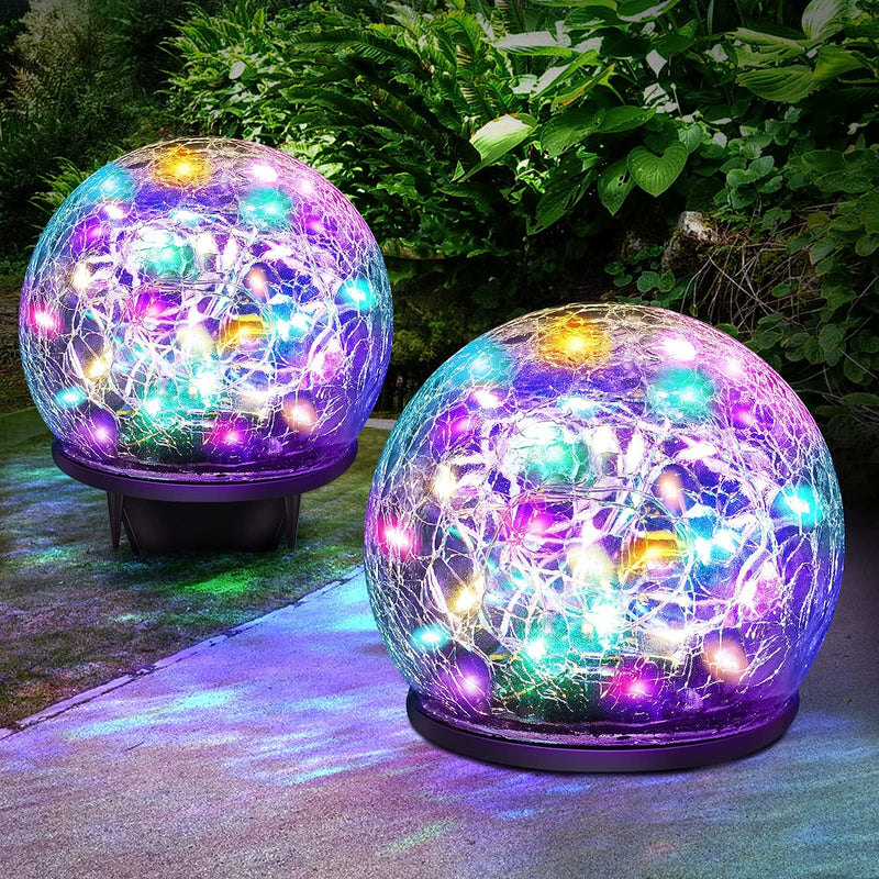 Colored Cracked Glass Solar Globe Lights
