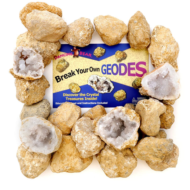 25 Break Your Own Geodes 90 Hollow Large 1 75 2 5 Crack Open Discover Amazing Surprise Crystals Inside Educational Info And Instructions Included Fun Party Favors Prizes