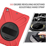 Ipad 10 2 2019 2020 Case With Screen Protector Heavy Duty Dropproof Silicone Rugged Protection Defender Girls Case W Swivel Stand Hand Strap Shoulder Strap For Ipad 7Th 8Th Generation Red
