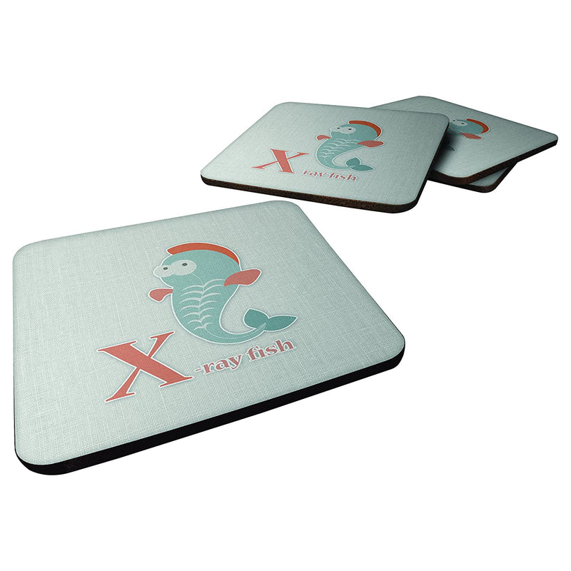 Carolines Treasures Alphabet X For Xray Fish Foam Coaster Set Of 4 3 5 Multicolor