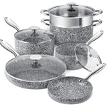 Michelangelo Stone Cookware Set 10 Piece Ultra Nonstick Pots And Pans Set With Stone Derived Coating Kitchen Cookware Sets Stone Pots And Pans Set Granite Pots And Pans 10 Piece