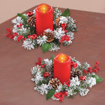 Frosted Pine Candle Rings Flameless Candles
