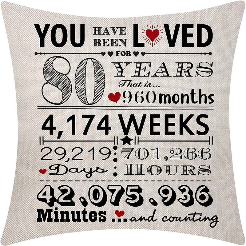 Throw Pillow Cover Gift For 80 Years Old Men Womens