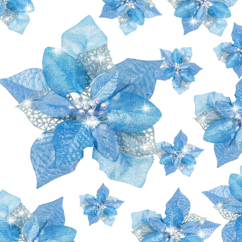 Christmas Glitter Poinsettia Faux Flowers