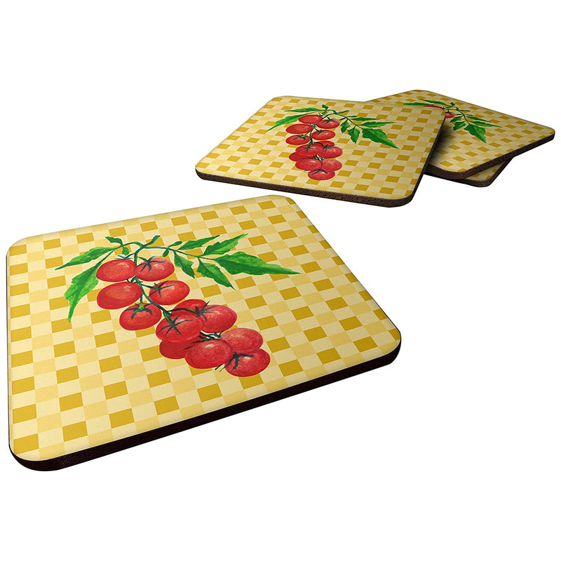 Carolines Treasures Cherry Tomato On Basketweave Decorative Coasters 3 5 Multicolor
