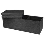 Otto Ben Folding Toy Box Chest With Smart Lift Top Linen Fabric Ottomans Bench Foot Rest For Bedroom And Living Room Dark Grey