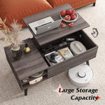 Wood Lift Top Coffee Table With Hidden Compartment And Adjustable Storage Shelf