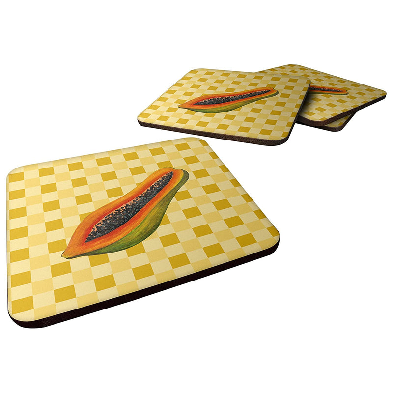 Carolines Treasures Sliced Papaya On Basketweave Decorative Coasters 3 5 Multicolor